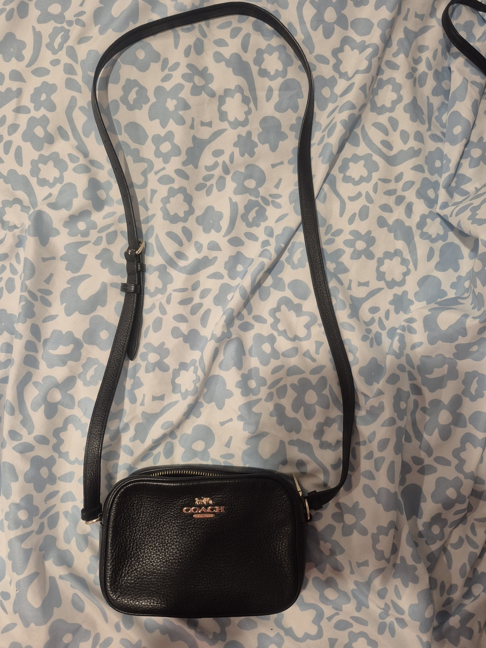 COACH Black Leather Crossbody Camera Bag